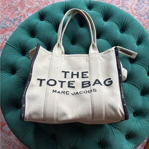 Marc Jacobs Cream and Black Canvas Tote